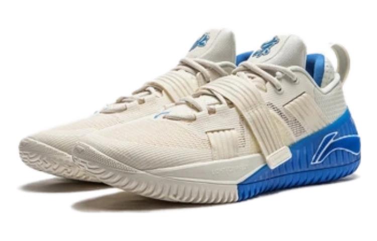 Li Ning Fury Textile, TPU Slip Resistant Abrasion Resistant Low top Basketball Shoes Men's White Blue ABFT019-9