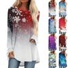 Women's Fashionable Loose Mid-length Round Neck Pullover Christmas Printed Raglan Sleeves Long-sleeved Casual Top