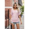 Summer Women's T-shirt with Hollowed Out V-neck Pleated Casual Top