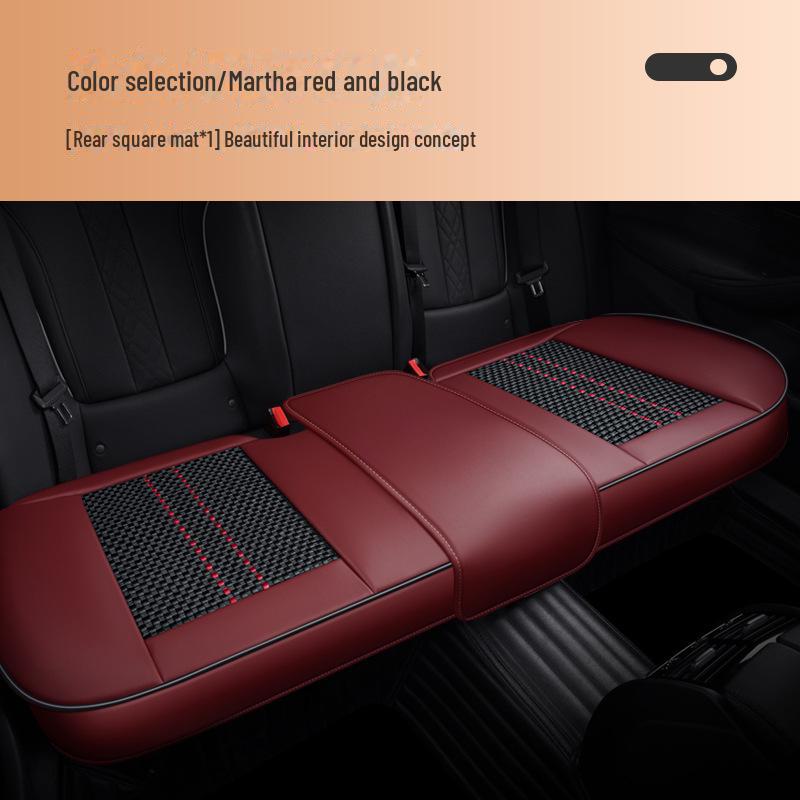 Комплект всесезонных подушек на сиденье автомобиля для водителя, с кожаной обивкой и материалом Ice Silk для вентиляции и противоскользящими свойствами.