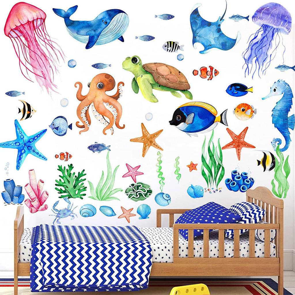 Ocean Creatures Glow in The Dark Wall Stickers Home Decor Luminous Fluorescent Sea Animals Decals for Baby Kids Room Decorations