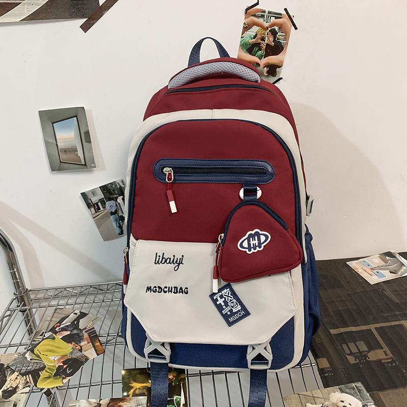 Школьный рюкзак для средней школы, женский, большой емкости, цветной мужской рюкзак для компьютера с кошельком для монет