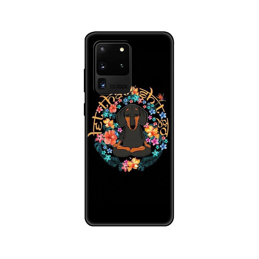 Черный чехол из ТПУ для Samsung Galaxy S20/S20 PLUS/S20 ultra/S20+/S20FE задняя крышка животные собаки такса красочные милые