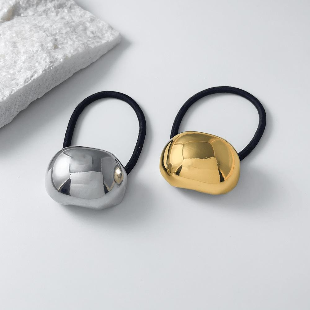 1/2pcs Irregular Metallic Texture Gold Silver Dual Hair Tie Tone Shiny Surface Decoration Minimalist Wearing Multiple Scenarios