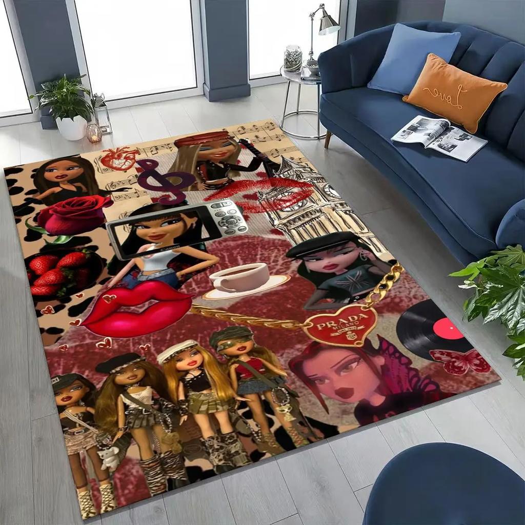 Модный ковер с мультяшным рисунком куклы Братц для спальни, гостиной, дивана, домашний придверный коврик, декор, большой детский игровой противоскользящий коврик, подарок