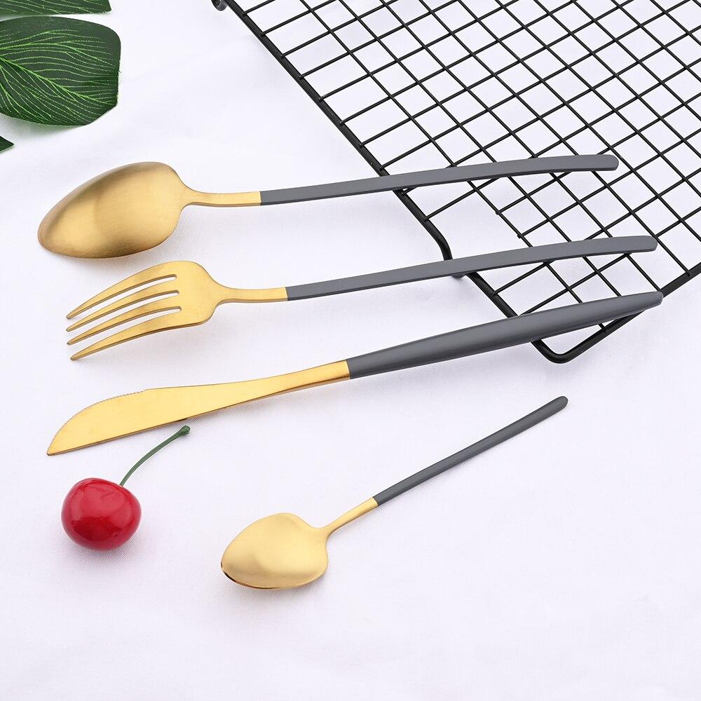 24Pcs Tableware Set for 6 Pink Matte 304 Stainless Steel Dinnerware Set Gold Dinner Cutlery Spoon Fork Knife Western Flatware