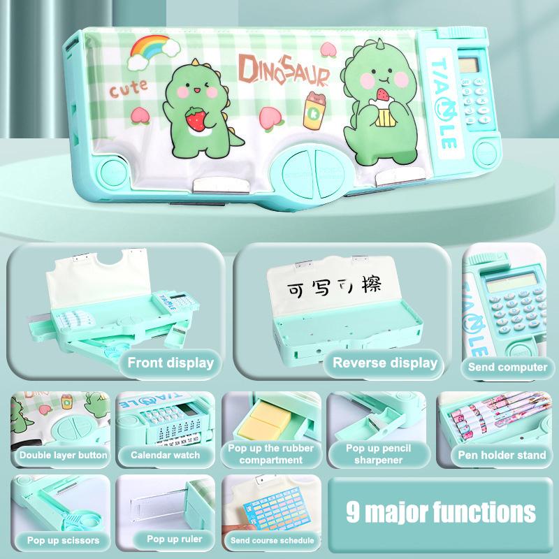 Многофункциональный милый пенал, креативный пенал большой вместимости с калькулятором, простая коробка для хранения канцелярских принадлежностей, подарки