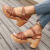 Mujer Weaving Cross Band Chunky Heeled Sandles Ankle Strap High Heels Sandals for Women 2024 Summer Platform Gladiator Sandalias