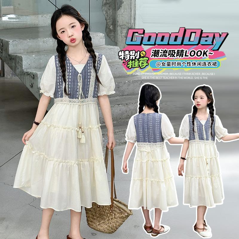 Girls' dress 2026 new summer children's dress, stylish girls' summer dress, big children's princess dress, forest series