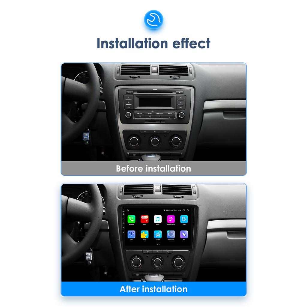 Hizpo 10.1 Carplay 4G 2Din Android 13 Автомобильное радио для Skoda Octavia 2 2008 - 2013 Мультимедийный видеоплеер GPS DSP Авторадио RDS ПК Интеллектуальный экран