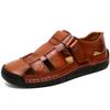 Summer Men's Casual Closed Toe Sandals Large Size Genuine Leather Casual Handmade Sandals Breathable Casual Sneakers Sandals for Men
