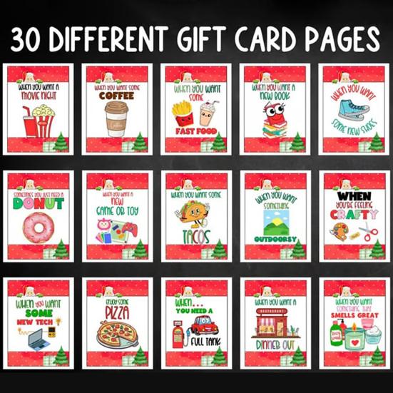 Christmas Gift Card Book Colorful Spiral Bound Merry Christmas Card Book 30 Pages Hardcover Keepsake Gift Card Holder Xmas Gifts