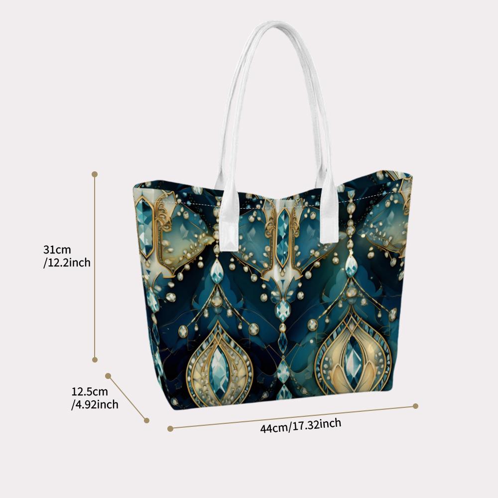 Elegant Peacock Pattern Tote Bag Luxury Printed Casual Shoulder Handbag for Daily Use