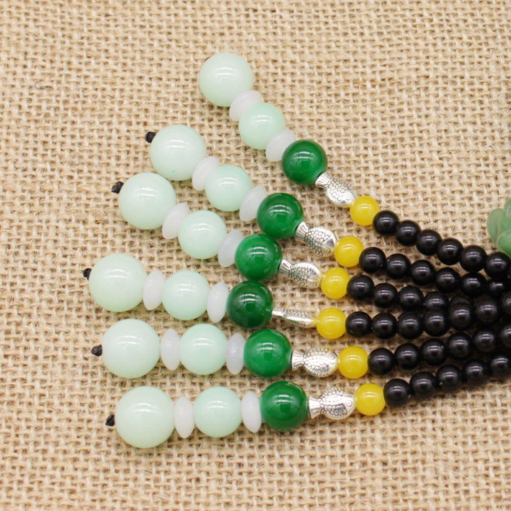 Home Green Jade Pendant Keychain Fortune Amulet Lucky Pendant Handwork Natural Obsidian Pendant