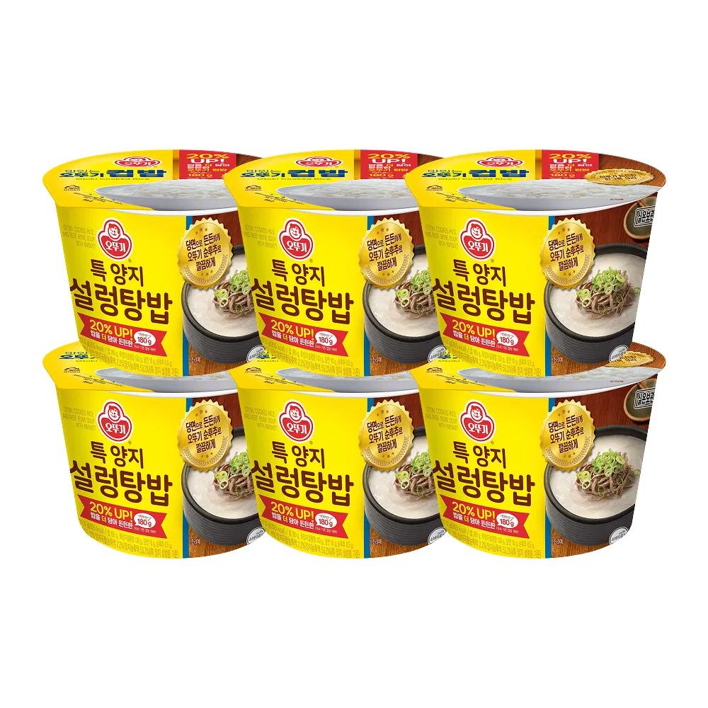 Ottogi Cupbap Special Beef Brisket Seolleongtang Rice Rich Savory Broth Hearty Instant Meal 320.5g x 6 Packs