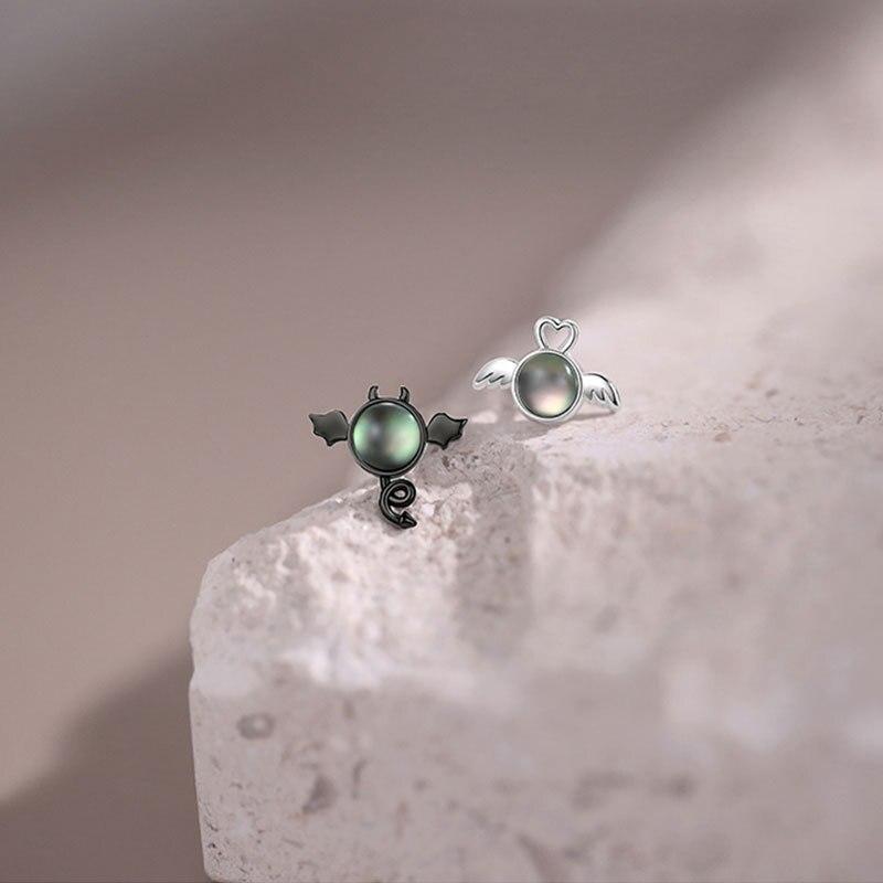 Серьги-гвоздики с дизайном Ангелы Демоны Sterling Color Высококлассные Серьги Свадебные Большие Для Женщин Новое Поступление Тонкие Ювелирные Изделия Роскошные Гвоздики