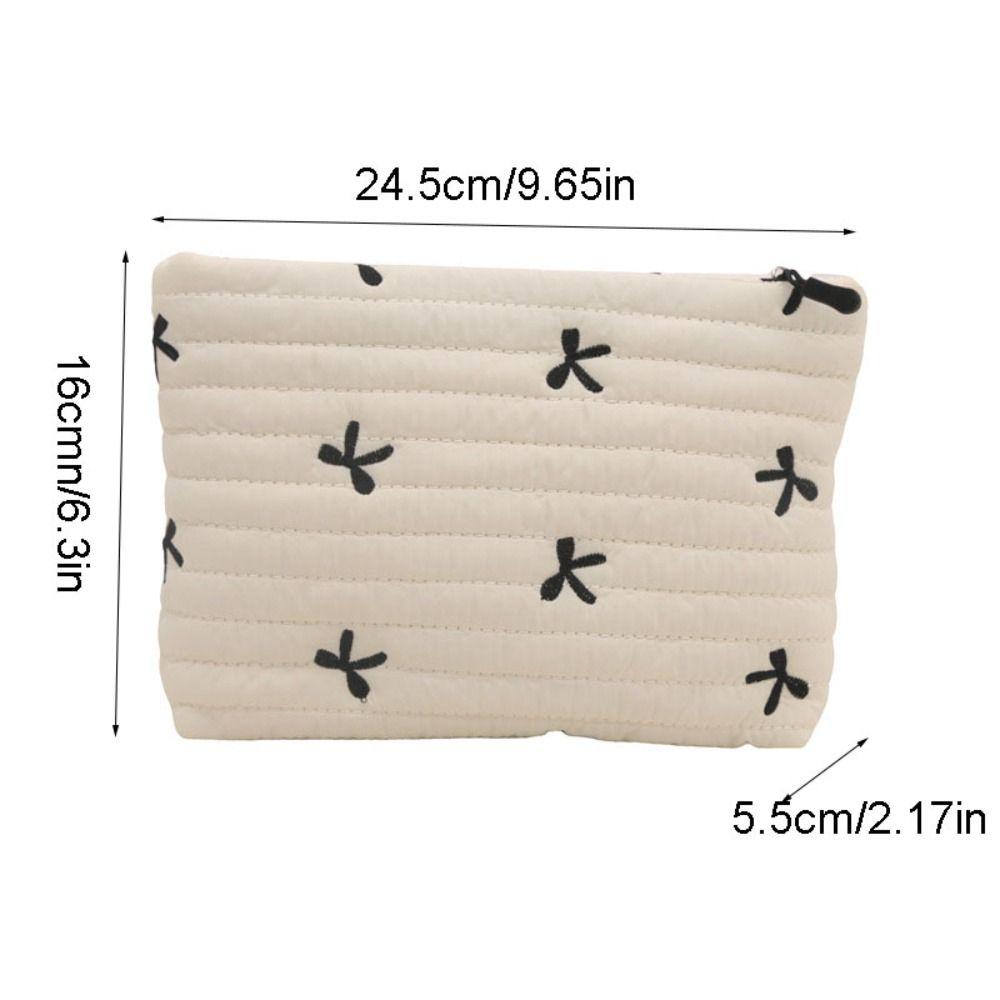 Multi-functional Bow Cosmetic Bag Embroidery Sanitary Napkin Storage Bag Sweet Toiletry Bag Women