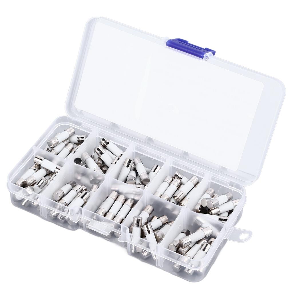 100 шт. набор трубчатых предохранителей 5x20 мм многофункциональные керамические трубчатые предохранители ассортимент комплект 250 В 0,5 А до 30 А