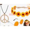 Hippie Peace Sign Costume Set Halloween Party Colorful Earrings Necklace Adult Cosplay Accessories