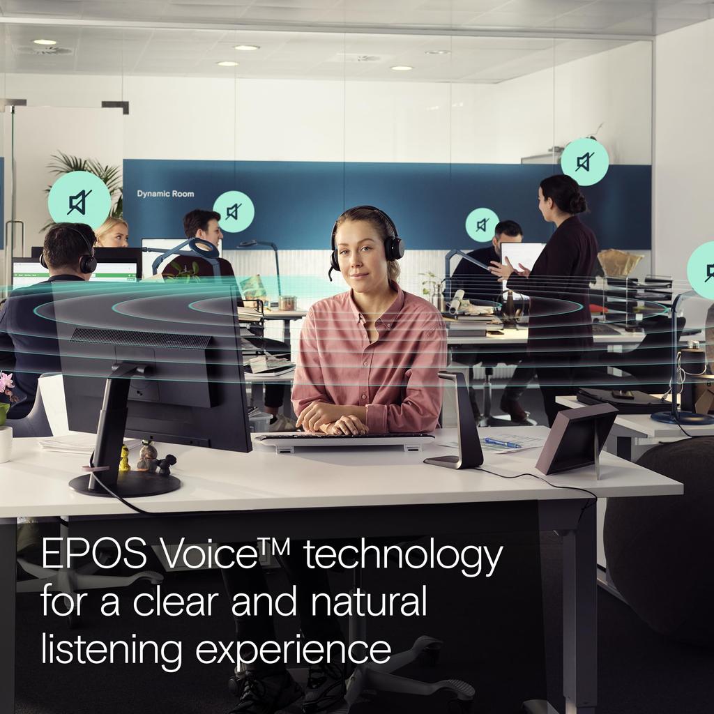 EPOS IMPACT 1061T Офисная гарнитура Дизайн MS Teams Шумоподавление Комфортная Длительное время работы от аккумулятора Аудио - Двусторонняя (бинауральный), Микрофон, Сертифицированный, Шумоподавление,