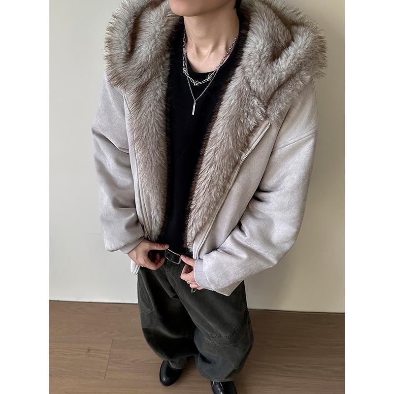 Куртка American Eagle с меховым воротником из замши и кошачьими ушками - Осенне-зимняя укороченная верхняя одежда с плюшем