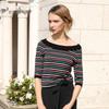 Anlom Женский повседневный полосатый трикотажный пуловер с рукавом 3/4