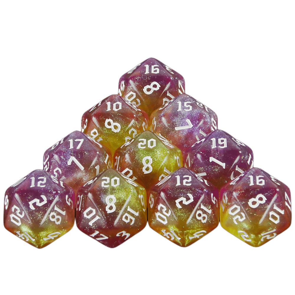 20-гранные разноцветные многогранные игральные кости D20, удивительные блестящие игральные кости для ролевых игр, DND, обучение математике, настольные игры