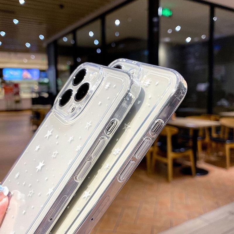 Модный Чехол Звездное Небо Звезды для IPhone 16 16E 15 14 13 12 11 17 Pro Max Air 14 Plus Ударопрочный Мягкий Прозрачный Чехол Coque