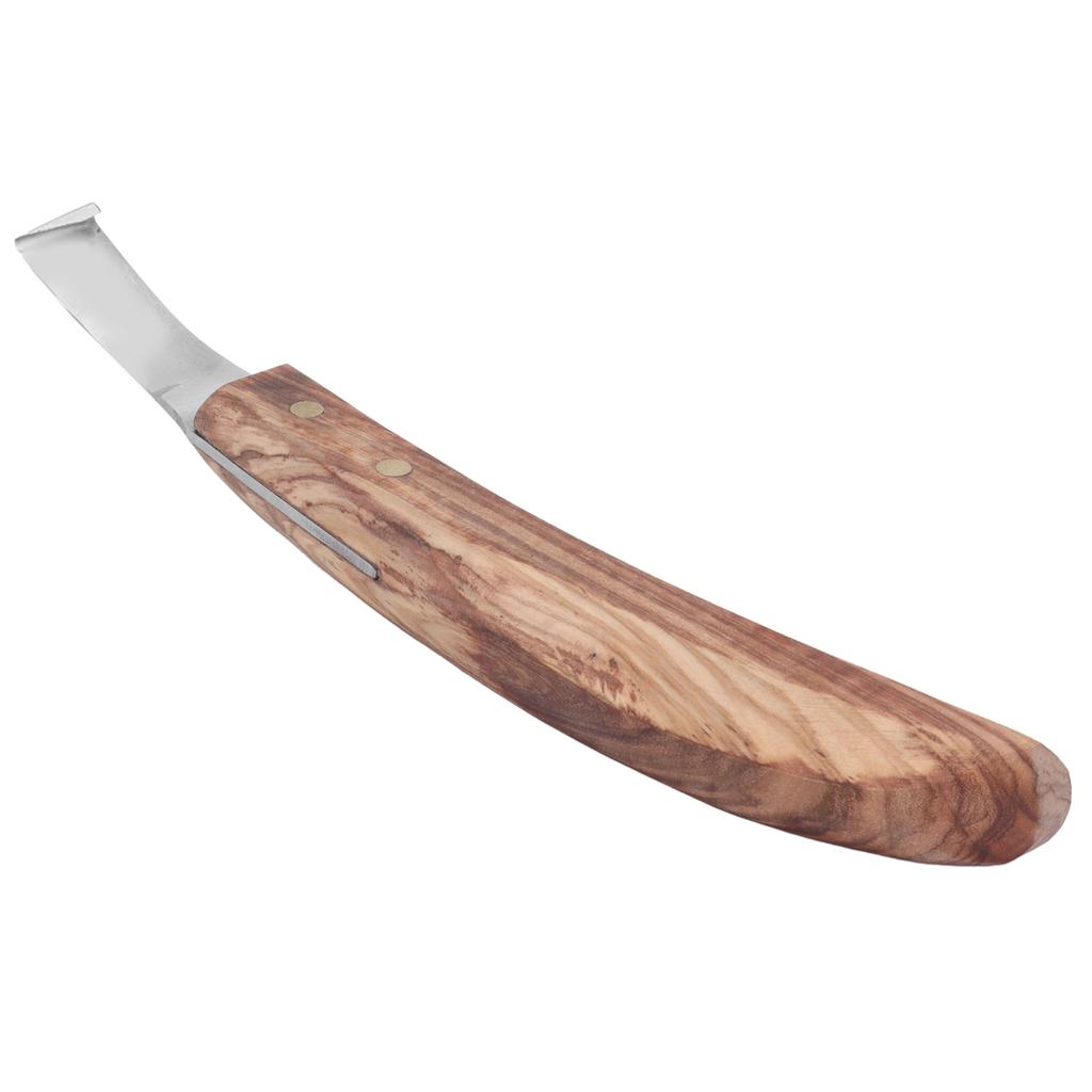 Инструмент-стамеска, стальной нож для копыт, правый изогнутый нож для чистки копыт с деревянной ручкой