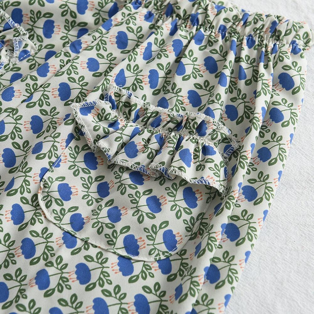 Летний костюм Bear Leader для девочек, топ с короткими рукавами с вышивкой и брюками с принтом, комплект из двух предметов, AX2501