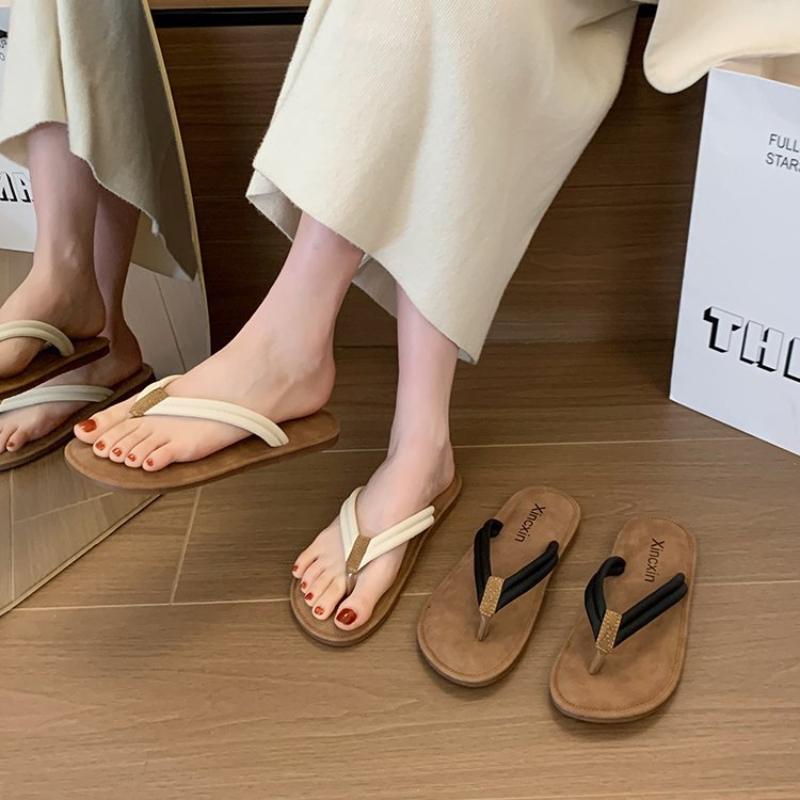 Пляжные сандалии на плоской подошве, женские уличные шлепанцы без застежек, французский вечерний бриз, первоклассная сенсация, летний новый стиль