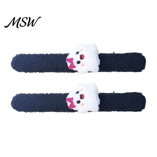 Stuffed Animal Wrist Toy 2 Pcs Halloween Slap Bracelets, Plush Pumpkin, Bat, Ghost, Black Cat Soft Fabric Snap Wristbands Bands for Kids, Trick