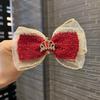 Заколка для волос "Корона принцессы с красным бантом" для девочек - Элегантный осенне-зимний аксессуар