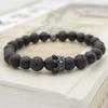 Браслет-корона из вулканической породы и циркона цвета меди - Черный матовый
