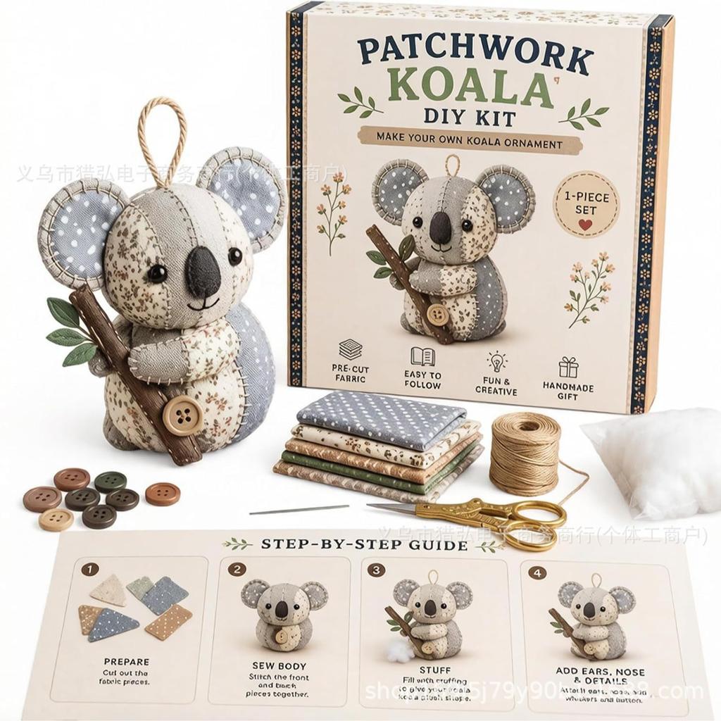 DIY Sewing Kit Stuffed Animal Craft Patchwork Mouse Plush Toy Making Set Handmade Educational Gift for Kids Adults