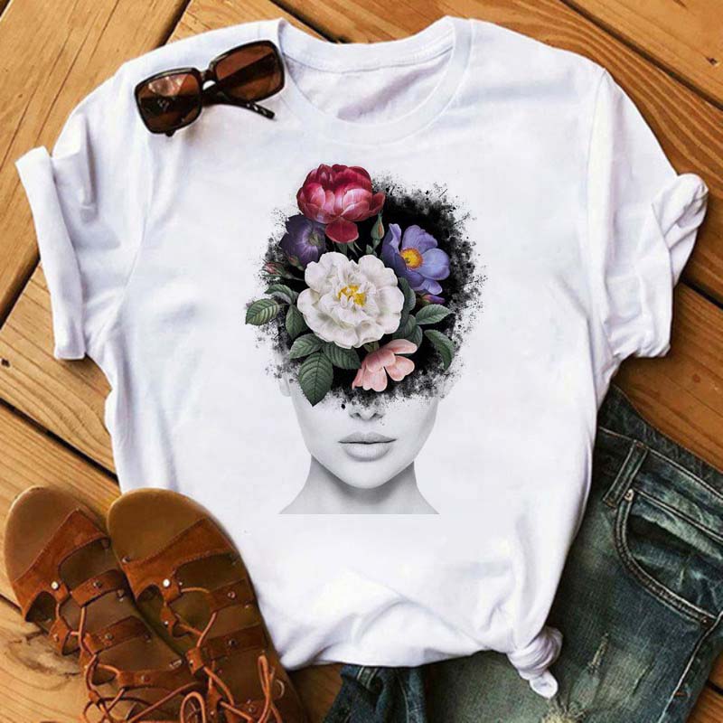 Fashion Flower Graphic Women Printed Tshirt New Tshirt Graphic Tee Cute Women T-shirt Female Tee Shirt 90s Girls Tee Tshirt