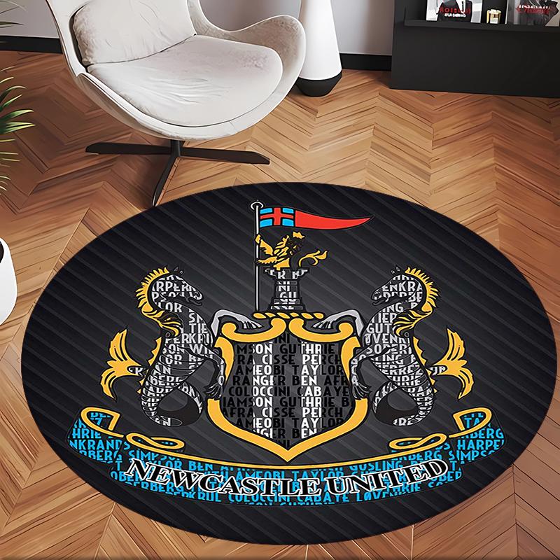 Newcastle Unite (19) Round Office Rug Decorative Floor Rug for Office Bedroom Living Room and Home Space