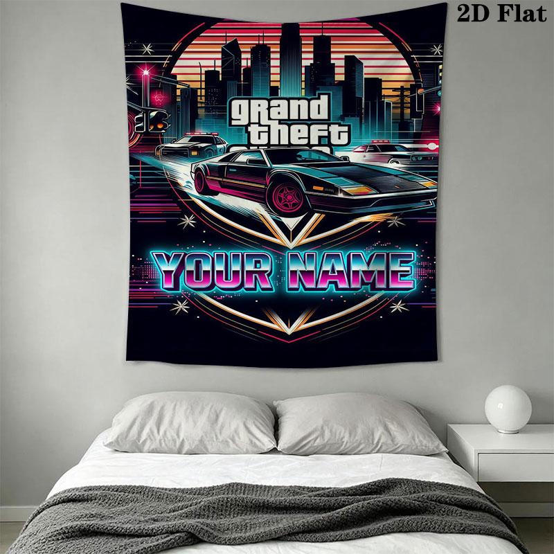 Custom Gta6 Wall Hanging Printed Fabric Blanket Decorative Tapestries for Bedroom Living Room Home Decor