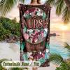 Northern Lights Bear Theme Quick Dry Beach Towel Custom Name Text Print Large Sand Resistant Towel Beach Vacation