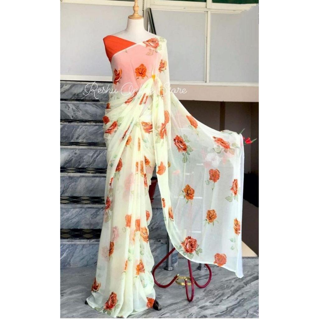 Stylish Casual Wear & Office Wear Saree for Women, Blouse (Need To Be Stitched As Per Size And Fit)