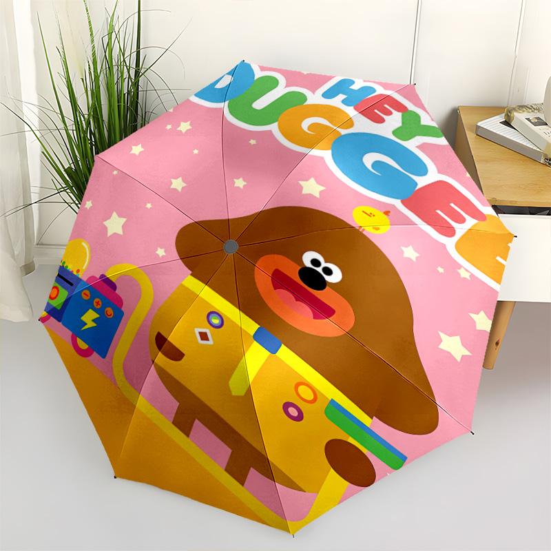 1 PC Automatic Folding Umbrella - Hey Duggee Pattern Portable Foldable Design With 8 Ribs Christmas Birthday Gifts