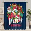 2 Pieces - Christmas Decoration Printed Curtain - Polyester Material - Suitable for Bedroom, Living Room, Study