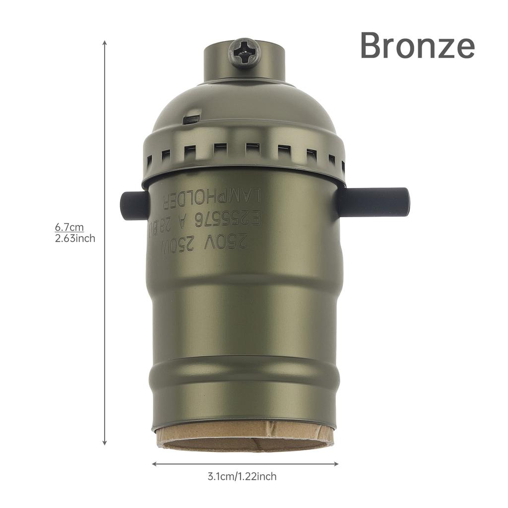 Винтажный патрон для лампы E26 E27 с проходным выключателем, замена патрона для лампы, сверхпрочный, антикварное освещение, ретро, простая установка