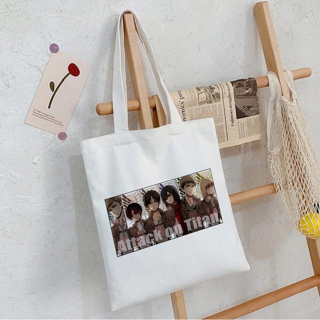 Холщовая сумка в стиле аниме «Атака Титанов» в стиле Харадзюку, в стиле панк, в готическом стиле, большая вместительная женская сумка, винтажная сумка, классическая сумка на плечо