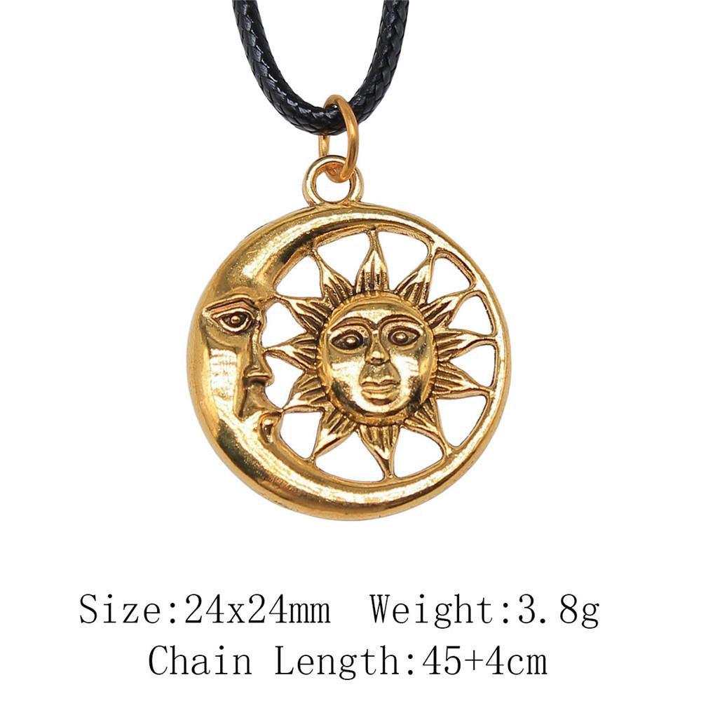 Birthday Gifts Choker Sun Moon Pentagram Necklace Leather Chain 45cm Art Supplies Neck Pendants