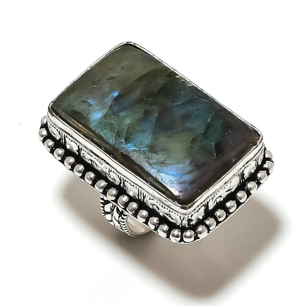 Labradorite Gemstone 925 Sterling Silver Gift Jewelry Ring Size 9