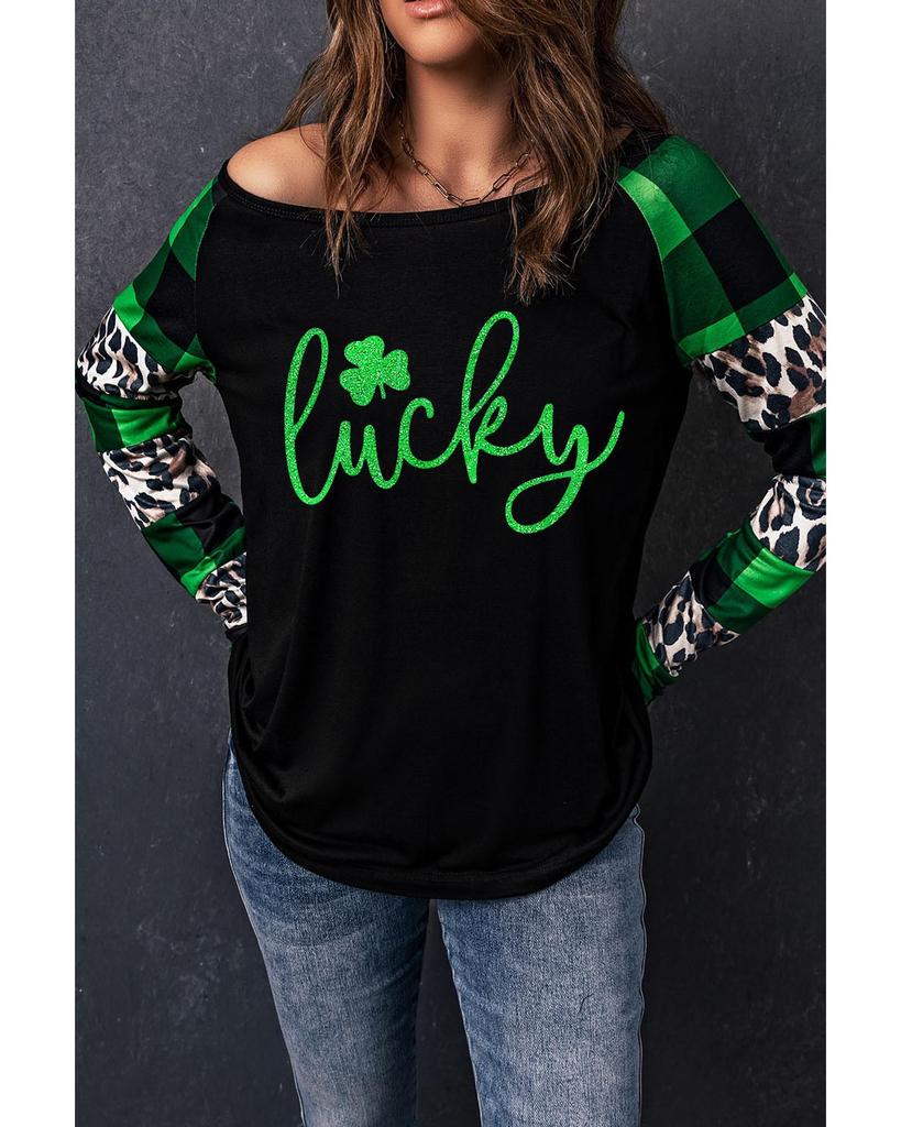 Azura Exchange Топ с леопардовым принтом Lucky Clover и блестками