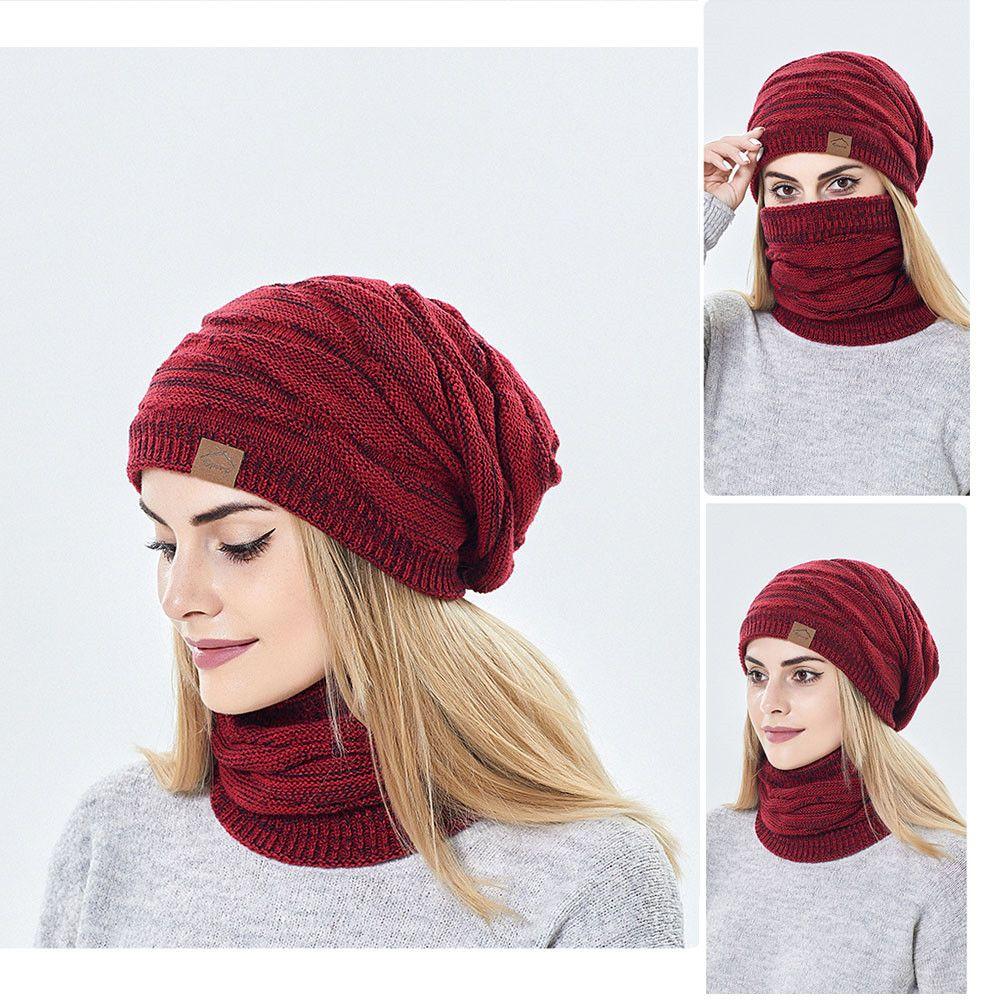 Keep Warm Women Men Wool Winter Hats Scarf Set Hedging Caps Millinery Beanies Caps