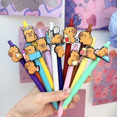 10 шт. Желтые Капибары Серия Выдвижные Нажимные Ручки, Студенческие и Офисные Канцелярские Товары, Идеально для Учебы и Подарка
