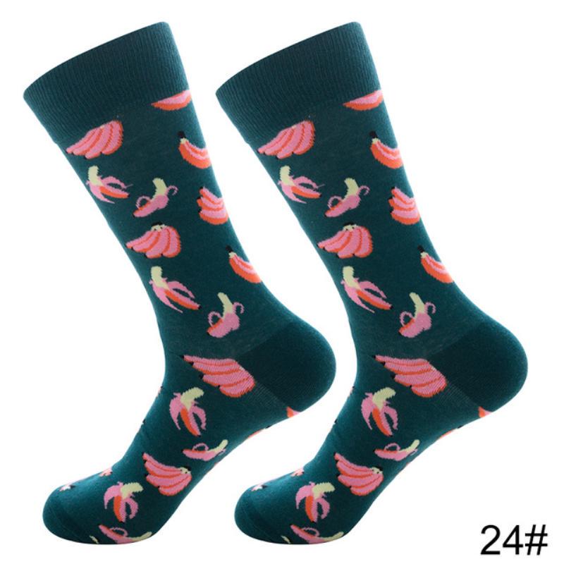 Новые осенне-зимние хлопковые носки для мужчин и женщин, модные трендовые носки, крутые носки с рисунками животных и фруктов